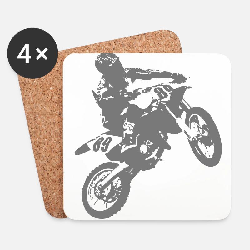 Motorcross - Untersetzer (4er-Set) - Weiß
