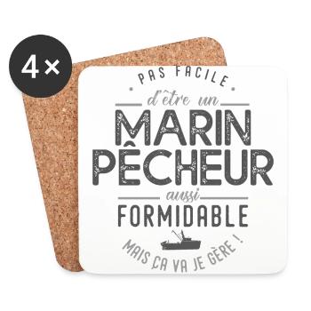 profession MARIN PECHEUR formidable cadeau - Dessous de verre (lot de 4) - blanc - Devant