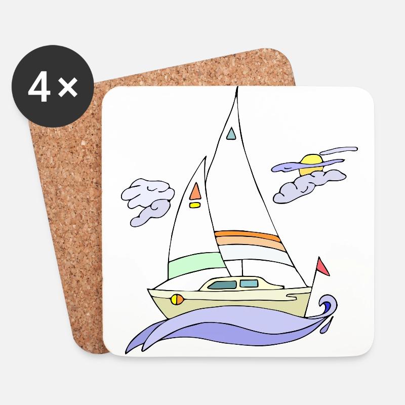 Segelboot - Untersetzer (4er-Set) - Weiß