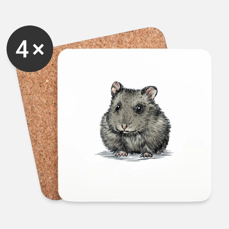 Hamster - Untersetzer (4er-Set) - Weiß