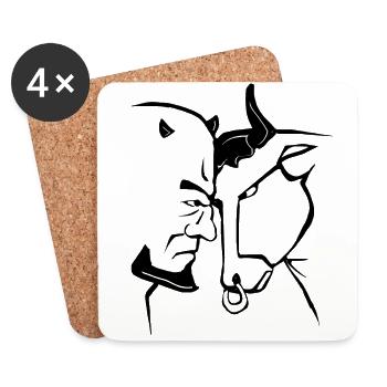Bull and devil - Coasters (set of 4) - white - Front