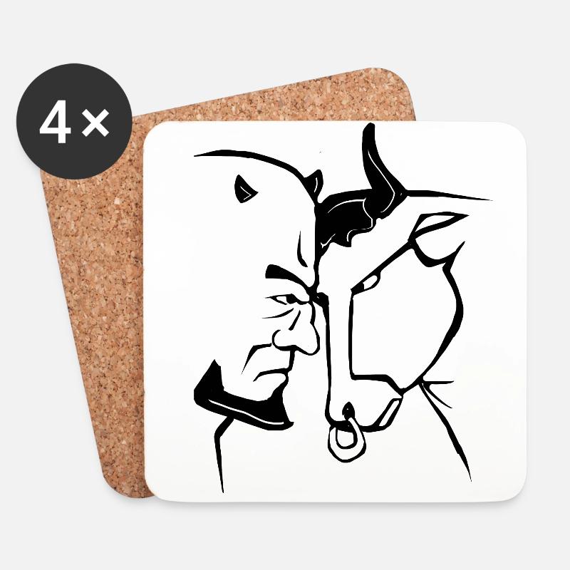 Bull and devil - Coasters (set of 4) - white