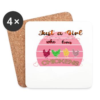 Just A Girl Who Loves Chickens - Coasters (set of 4) - white - Front