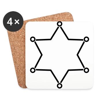 Cadre étoile shérif - Dessous de verre (lot de 4) - blanc - Devant