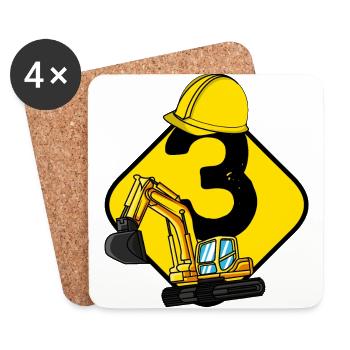 Pelle 3 ans idée cadeau d'anniversaire pour enfants - Dessous de verre (lot de 4) - blanc - Devant