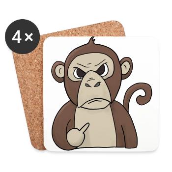 Le singe grincheux tient le majeur - Dessous de verre (lot de 4) - blanc - Devant