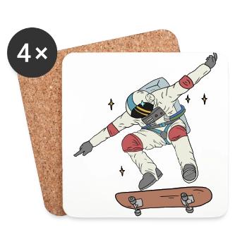 Astronaut Skater Space Skateboard Geschenk - Untersetzer (4er-Set) - Weiß - Vorne