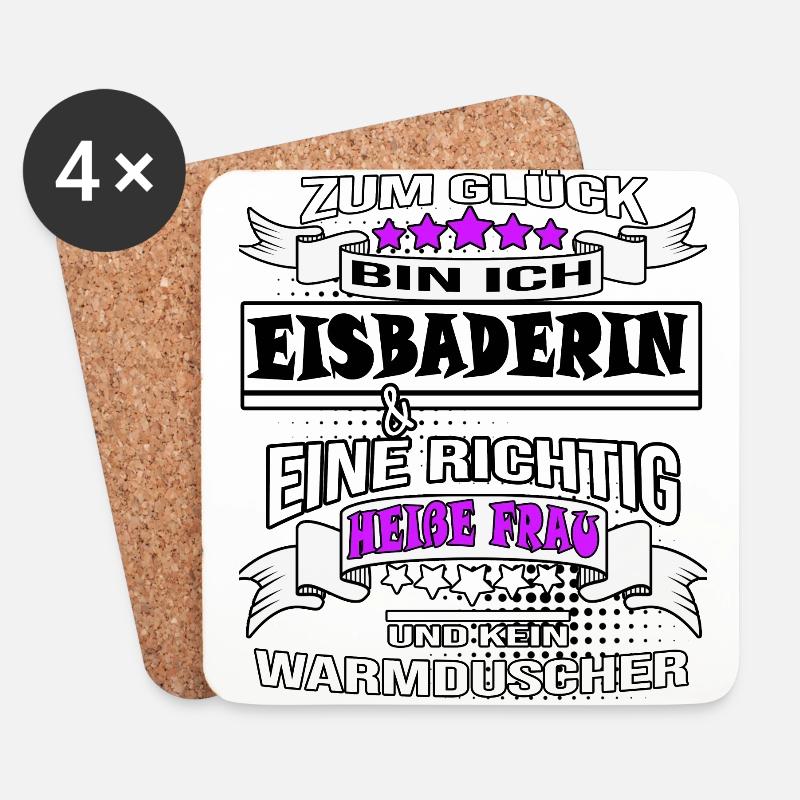 eisbaderin winterbaderi kälteresistent icebathgirl - Untersetzer (4er-Set) - Weiß