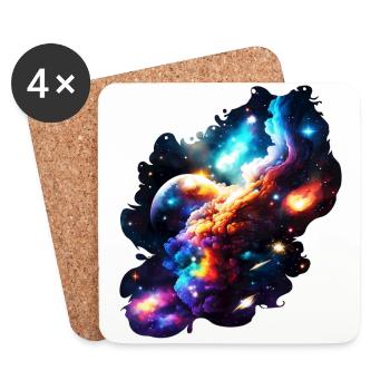 Galaxie, Universum, Kosmos, Weltraum, Sterne, All - Untersetzer (4er-Set) - Weiß - Vorne