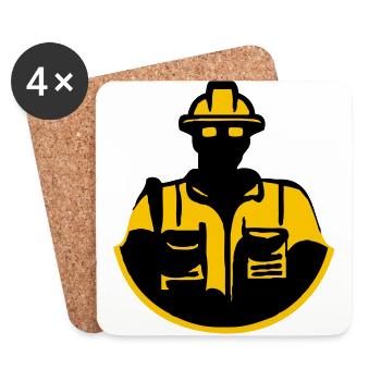 Meilleur travailleur de la construction - Dessous de verre (lot de 4) - blanc - Devant