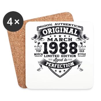 35th birthday Mann Original March Born 1988 - Coasters (set of 4) - white - Front