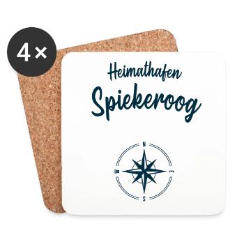 Heimathafen Spiekeroog Nordsee Segeln Insel - Untersetzer (4er-Set) - Weiß - Vorne