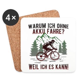 Fahrradfahren ohne Akku Radsport Rennrad - Untersetzer (4er-Set) - Weiß - Vorne