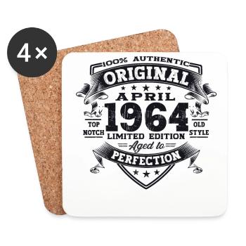 59e anniversaire homme April Né 1964 Original - Dessous de verre (lot de 4) - blanc - Devant