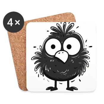 Netter kleiner schwarzer Vogel - Untersetzer (4er-Set) - Weiß - Vorne
