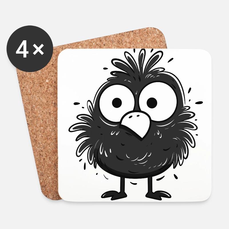 Netter kleiner schwarzer Vogel - Untersetzer (4er-Set) - Weiß