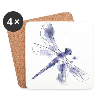 Blaue Libelle - Untersetzer (4er-Set) - Weiß - Vorne