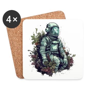 Un astronaute envahi par les plantes - Surréaliste - Dessous de verre (lot de 4) - blanc - Devant