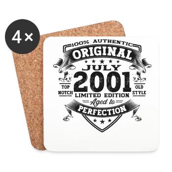 22nd Birthday Man Original July Vintage 2001 - Coasters (set of 4) - white - Front