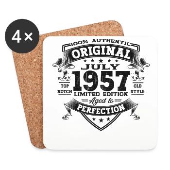 66th Birthday Man Original Juillet 1957 - Dessous de verre (lot de 4) - blanc - Devant