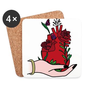Heart on hand - Coasters (set of 4) - white - Front