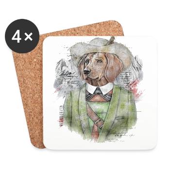 Chien costume traditionnel - Dessous de verre (lot de 4) - blanc - Devant