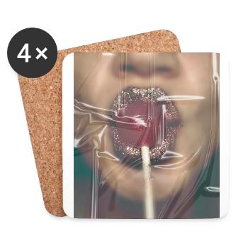 Lolli lippen Glitzer - Untersetzer (4er-Set) - Weiß - Vorne