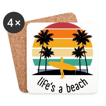 La vie est une plage - Dessous de verre (lot de 4) - blanc - Devant