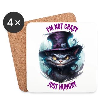 HUNGRIGE GRINSEKATZE - Untersetzer (4er-Set) - Weiß - Vorne