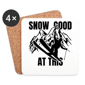 SNOW GOOD AT THIS - Skifahrer Ski Berge Winter - Untersetzer (4er-Set) - Weiß - Vorne