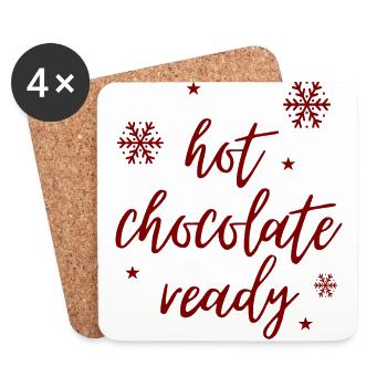 Chocolat chaud de Noël prêt - Dessous de verre (lot de 4) - blanc - Devant