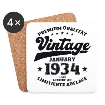 90th Birthday Legend Vintage 1934 Vintage - Coasters (set of 4) - white - Front