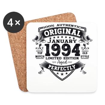 30th Birthday January Vintage 1994 Original - Coasters (set of 4) - white - Front