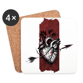 Piercing Love: Pfeil durchs Herz - Untersetzer (4er-Set) - Weiß - Vorne