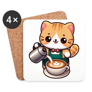 Kitten Barista - Coasters (set of 4) - white - Front