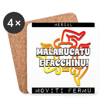 Moviti Fermu - Malarucatu and porter! - Coasters (set of 4) - white - Front