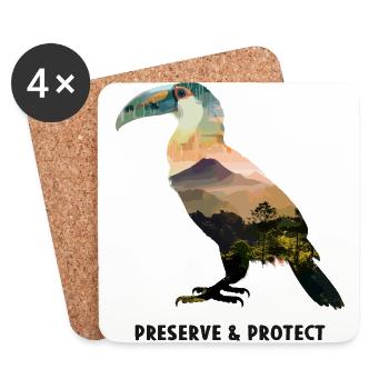 Préserver et protéger Toucan Costa Rica Animal Bird - Dessous de verre (lot de 4) - blanc - Devant
