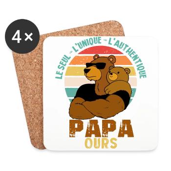 LE SEUL L Unique L AUTHENTIQUE cadeau papa OURS - Dessous de verre (lot de 4) - blanc - Devant