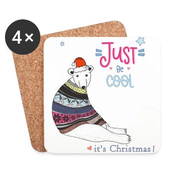 Polar Bear Christmas - Coasters (set of 4) - white - Front
