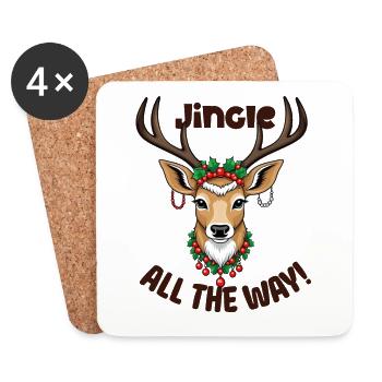 Jingle All the Way - Conception festive de renne - Dessous de verre (lot de 4) - blanc - Devant