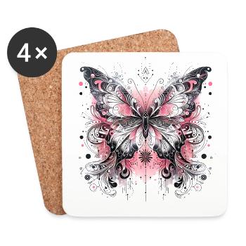 Butterfly with mystical mandala look harmony - Coasters (set of 4) - white - Front