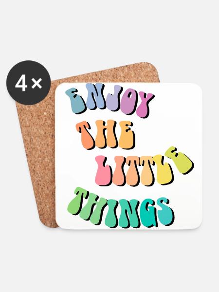 Enjoy little things - Geschenkidee - Geschenk - Untersetzer (4er-Set) - Weiß