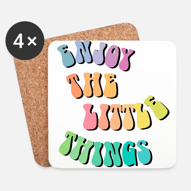 Enjoy little things - Geschenkidee - Geschenk - Untersetzer (4er-Set) - Weiß