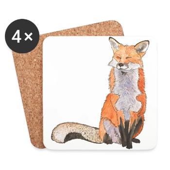 Fuchs sitzend zufrieden Fox schlau Füchse - Untersetzer (4er-Set) - Weiß - Vorne