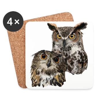 Owls - Coasters (set of 4) - white - Front