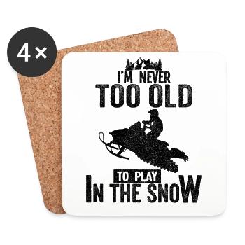 Snowmobile Shirt Funny Ski Snowboard Snowmobiling - Coasters (set of 4) - white - Front