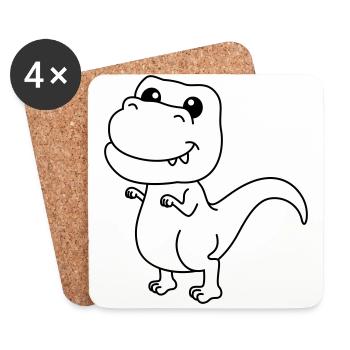 Dinosaure T-Rex Comic - Dessous de verre (lot de 4) - blanc - Devant