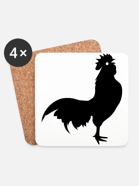 Hahn Tier silhouette - Untersetzer (4er-Set) - Weiß