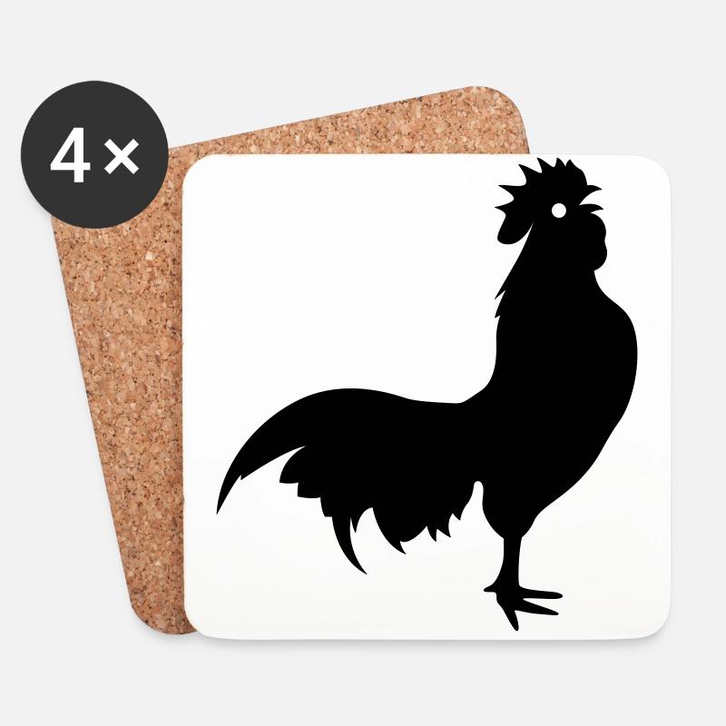 Hahn Tier silhouette - Untersetzer (4er-Set) - Weiß