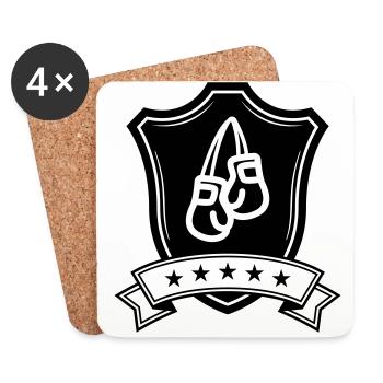 Bouclier de gants de boxe - Dessous de verre (lot de 4) - blanc - Devant